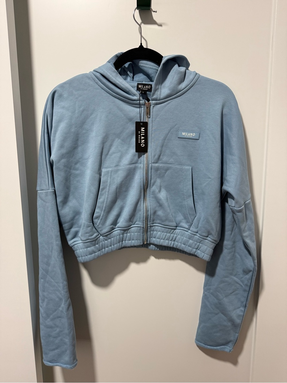 Milano Di Rouge Light Blue Cropped Zip Hoodie